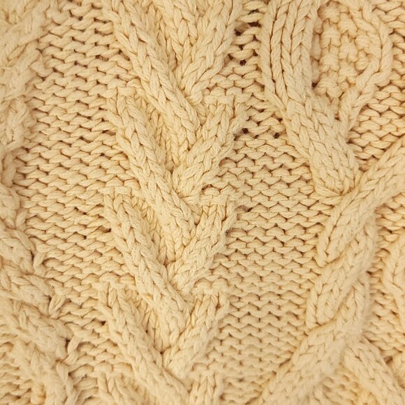 Vtg Eddie Bauer Sweater Mens Med Cream Fisherman Cable Knit Pullover Distressed - Picture 7 of 9